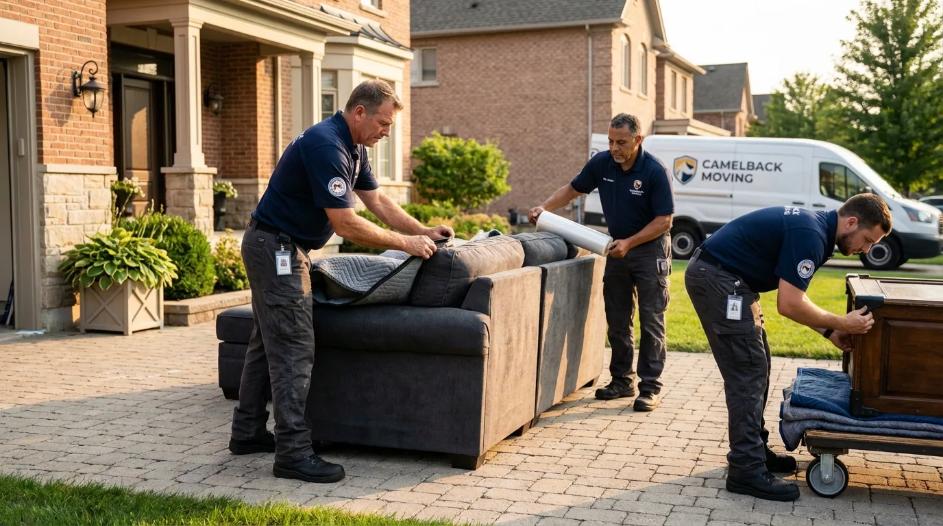 Large estate moving crew wrapping furniture in Reedsville, WI