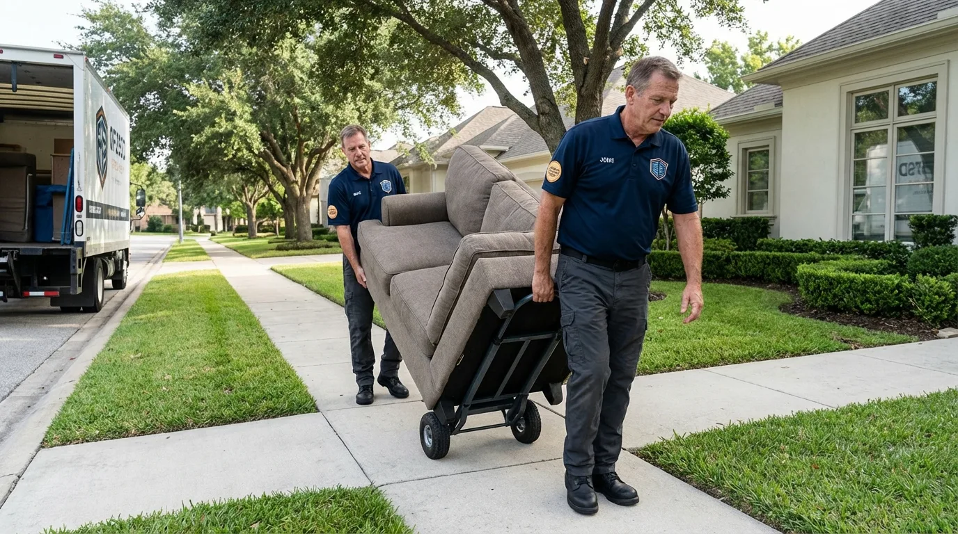 Local residential moving crew loading furniture in Reedsville, WI