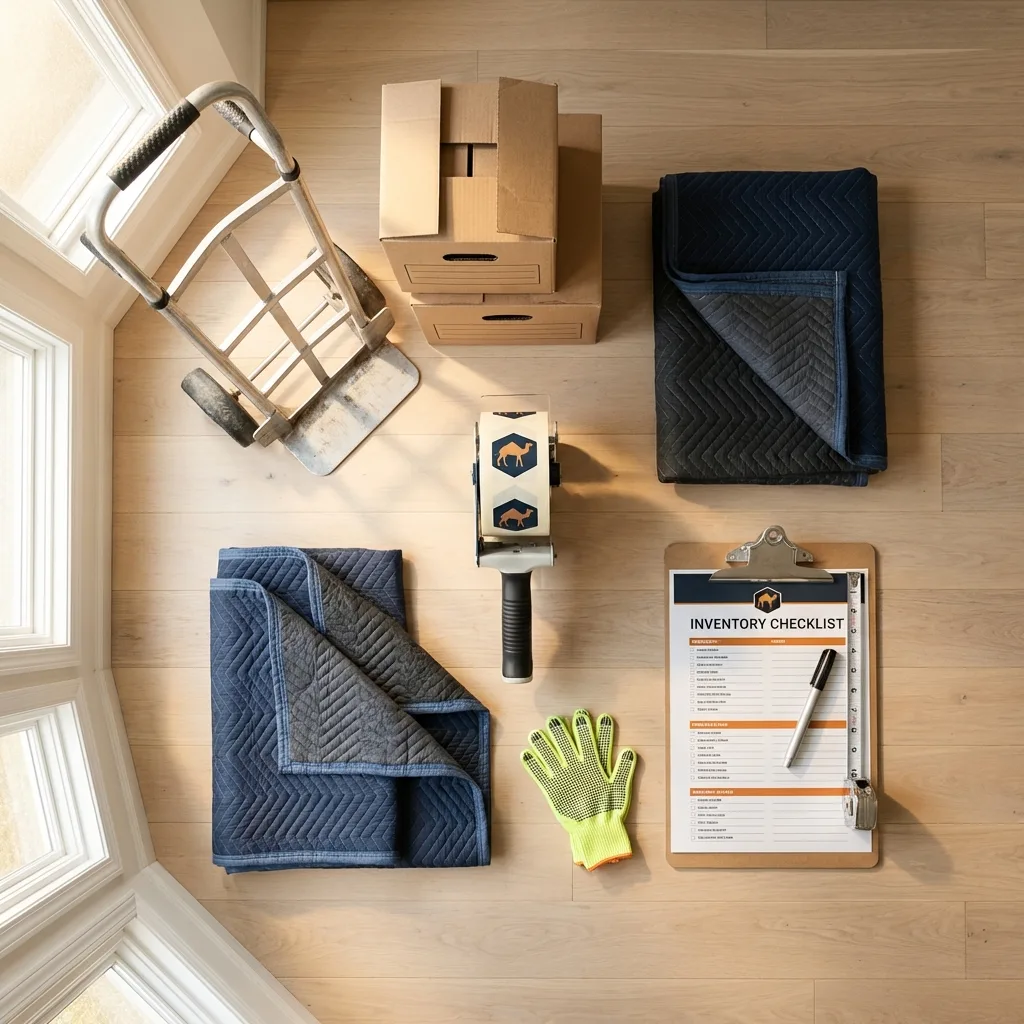 Professional moving supplies and packing materials layout for Reedsville residential relocations