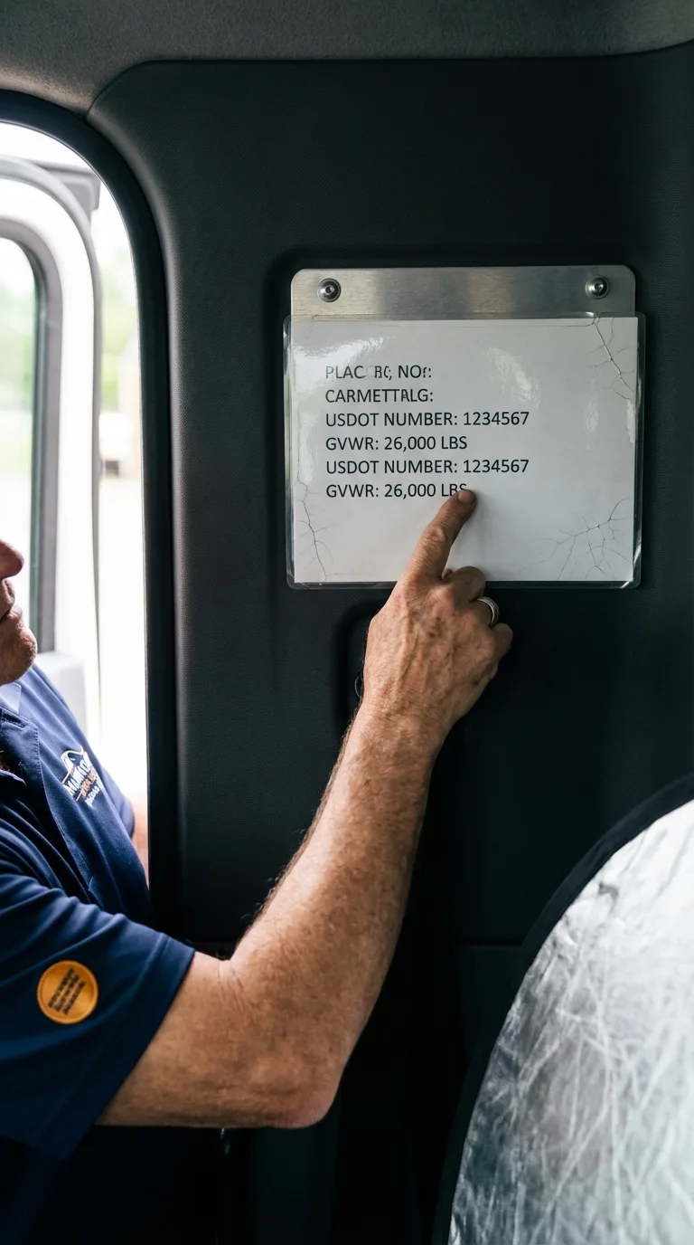 USDOT licensing placard verification in Reedsville